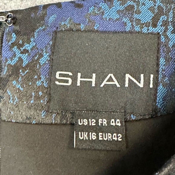 SHANI Jacquard Bow Detail Dress in Blue  Sz: 12 - Picture 8 of 9